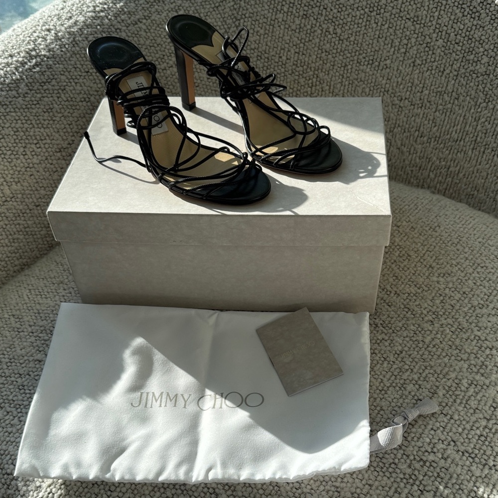 Jimmy Choo Tao 85 Black Elegant Black Lace-Up Heels